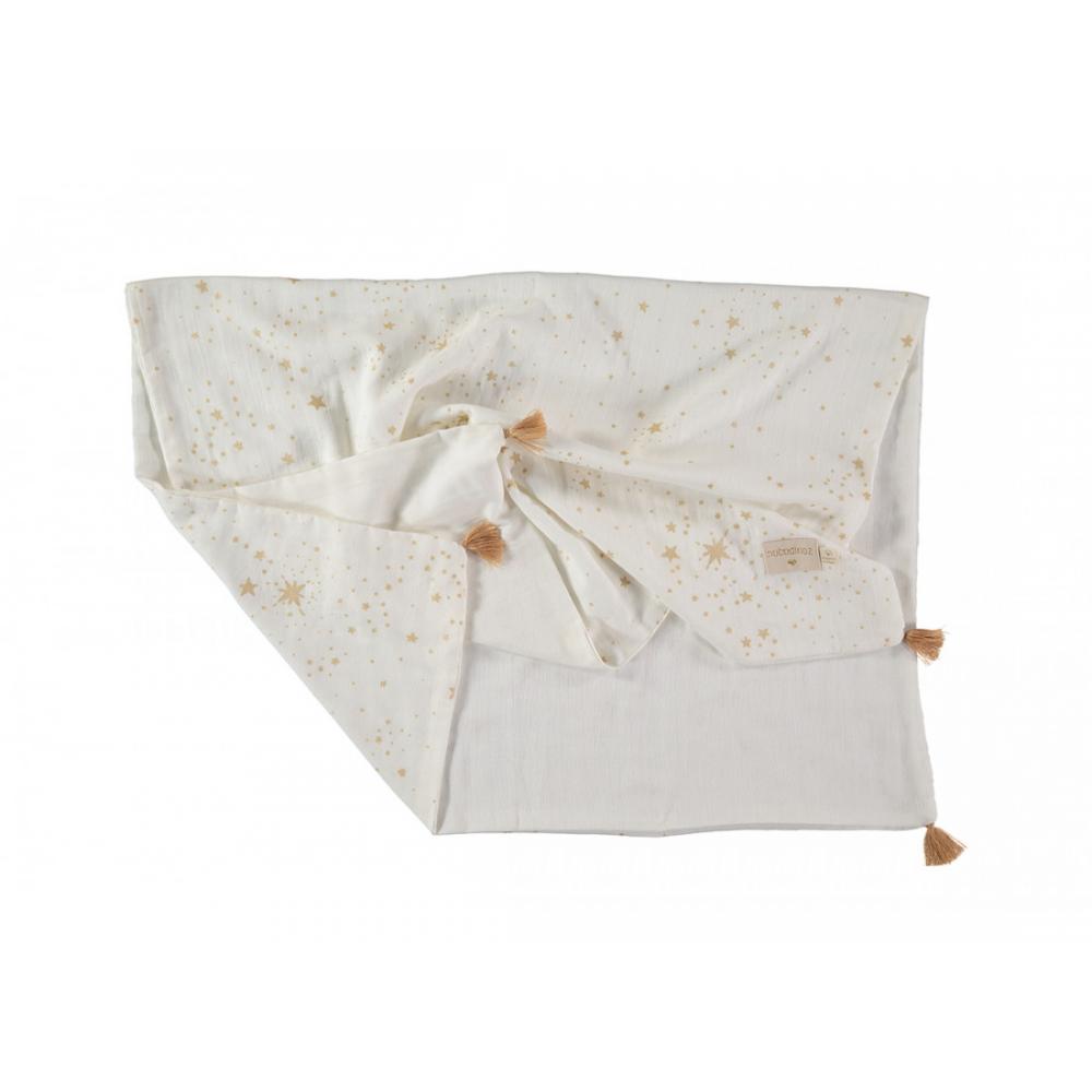 Легкое одеяло Nobodinoz "Treasure Gold Stella/White", россыпь звезд с кремовым, 100 x 70 см - фото №2