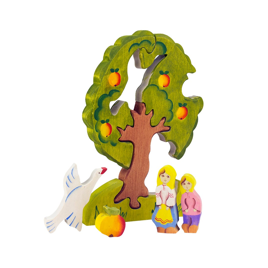 Деревянный пазл Сказки дерева "Гуси-лебеди яблоня"