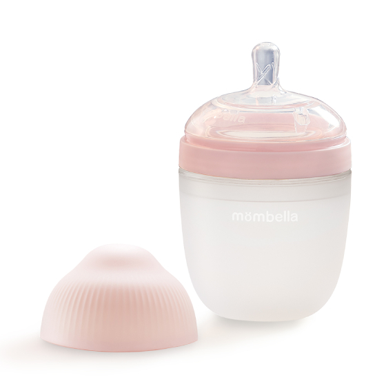 Бутылочка антиколиковая Mombella, силиконовая, розовая, 210 мл - фото №2