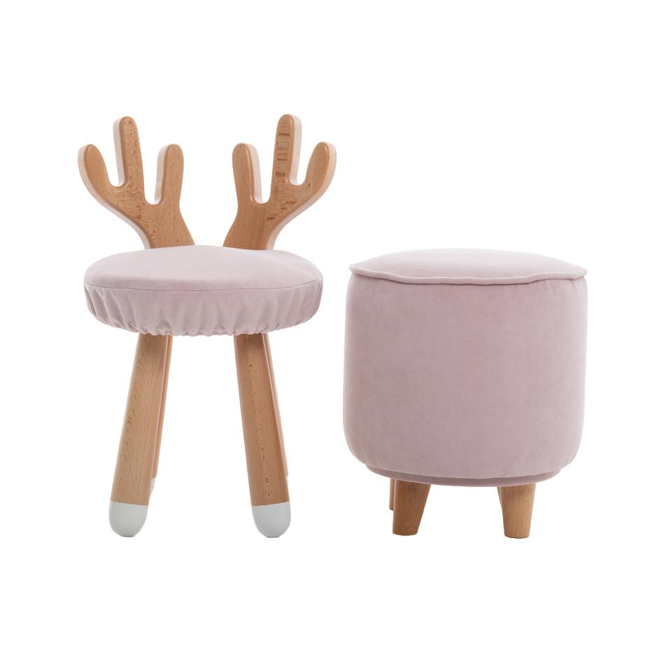 Стульчик LOONA soft furniture "Лосенок", розовый, с белыми пяточками