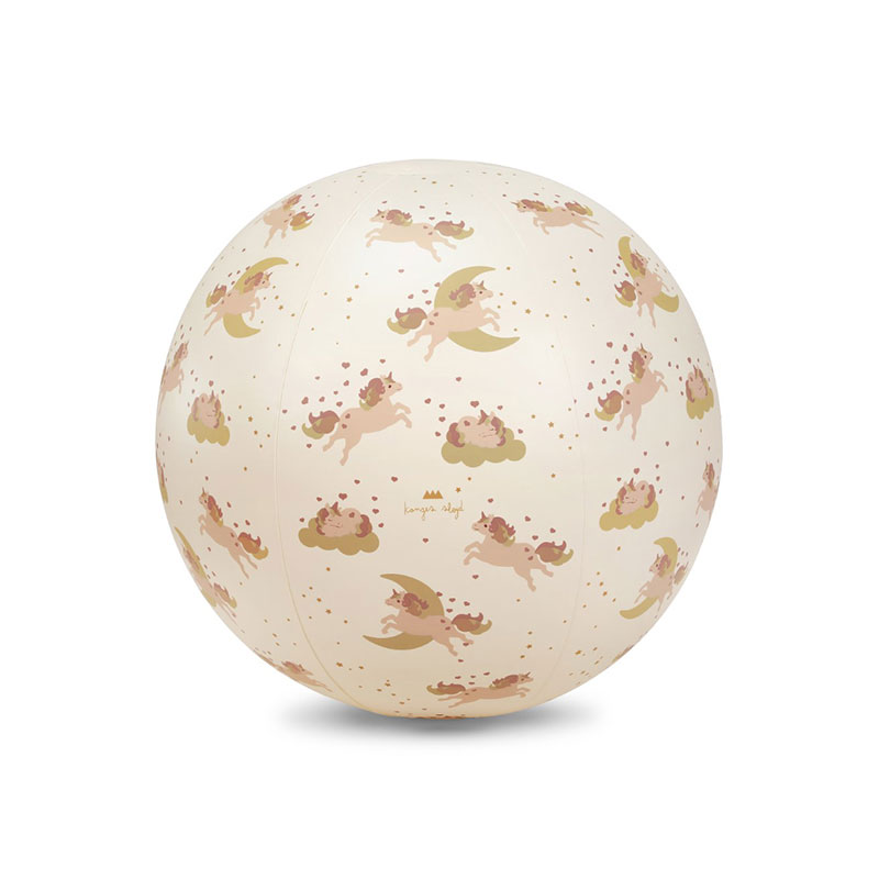 Детский надувной пляжный мяч Konges Slojd "Unicorn", кремовый, 40 см - фото №1