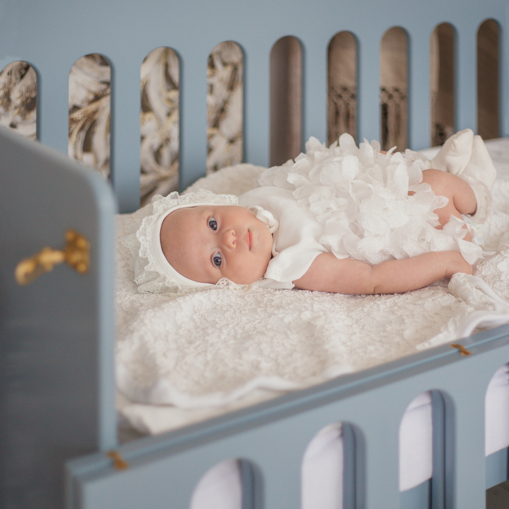 Детская кроватка Baby Chipak "Оловянный", серо-синяя - фото №3