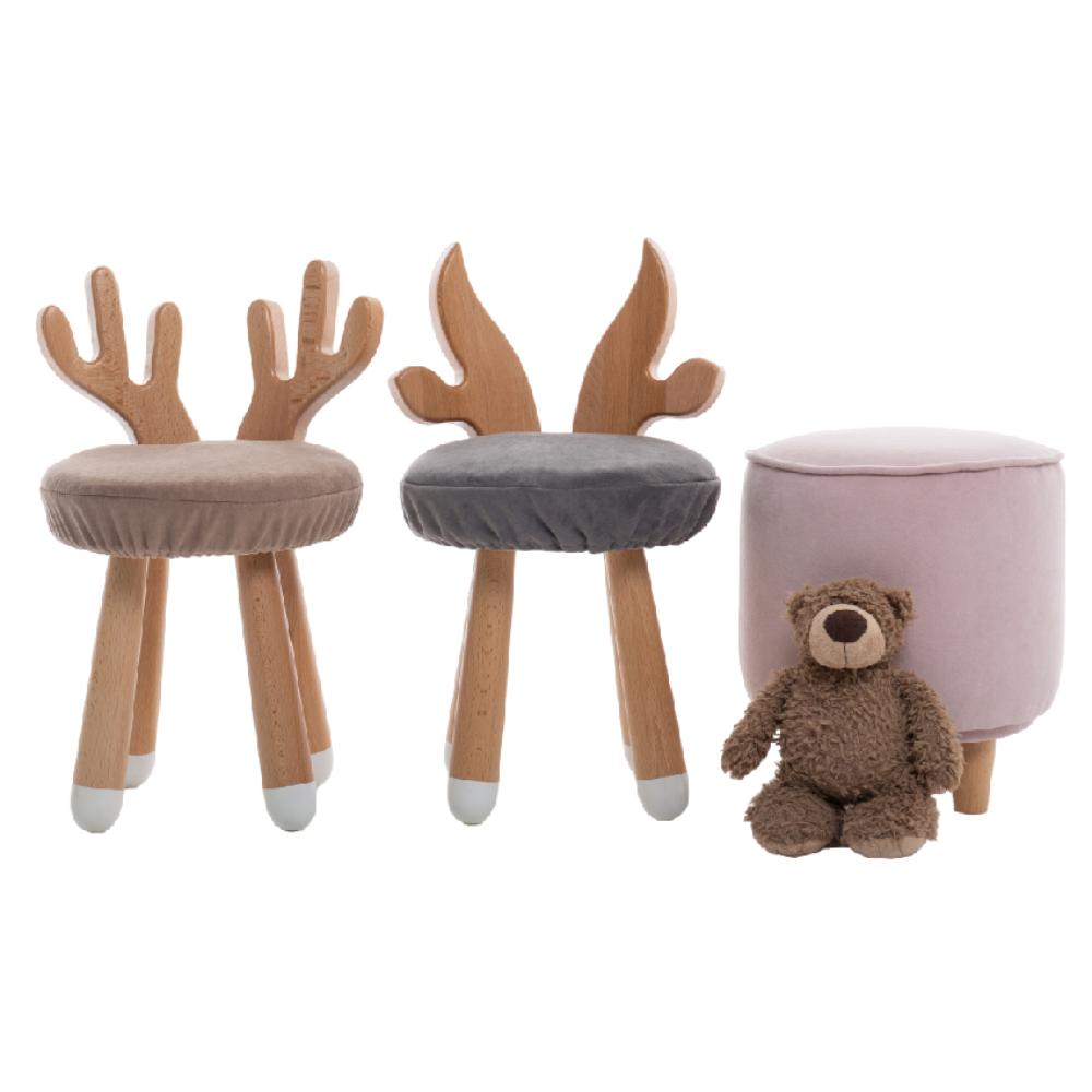 Стульчик LOONA soft furniture "Бычок", серый, с белыми пяточками - фото №3