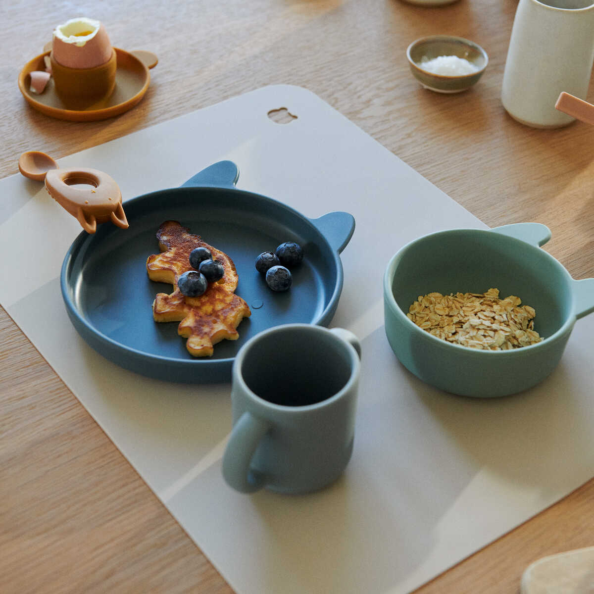 Набор детской посуды Liewood из силикона "Кролик", мульти микс с голубым, baby