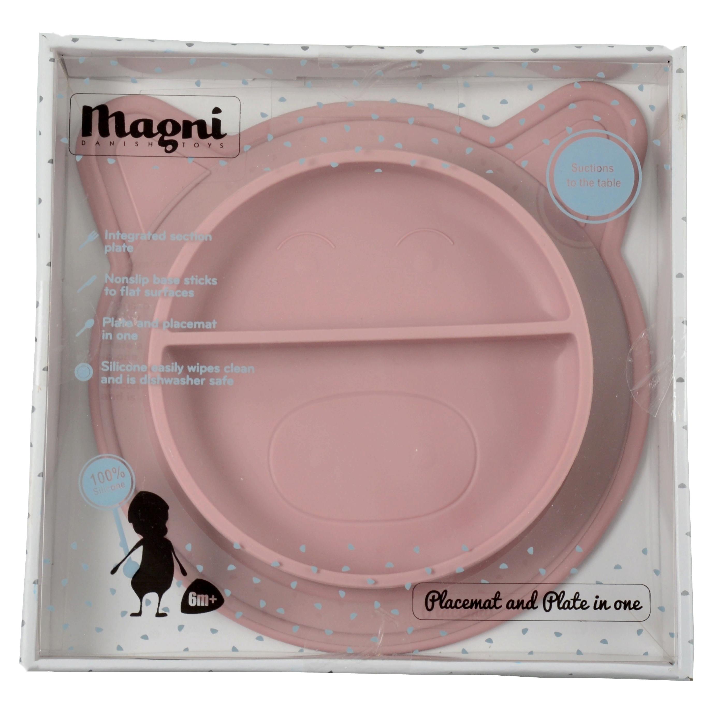 Силиконовая тарелка с подставкой Magni, розовая