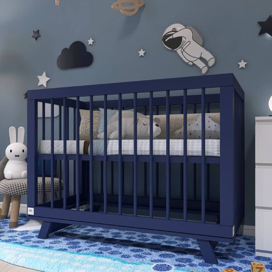 Кроватка для новорожденного Lilla "Aria Night Blue", синяя - фото №14