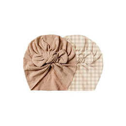 Тюрбан из мягкого джерси Mrs. Ertha "Soft Squares", 2 шт, кремовая клетка виши
