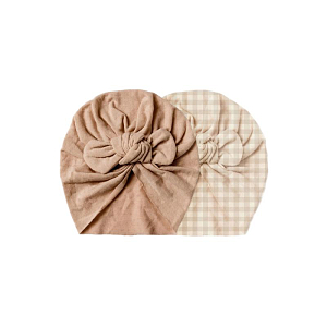 Тюрбан из мягкого джерси Mrs. Ertha "Soft Squares", 2 шт, кремовая клетка виши