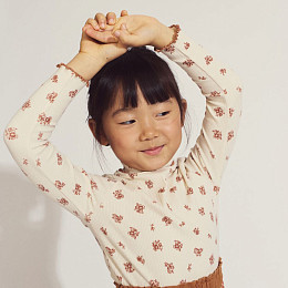 Лонгслив с воротником Gingersnaps "Rosemary", цветы на ванильном