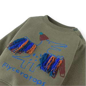 Свитшот Gingersnaps "Baby Fincher Flyceratops", птицезавр хаки