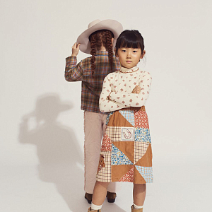 Юбка вельветовая Gingersnaps "Midi Dakota Patchwork", микс с коричневым