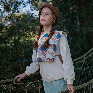 Свитшот с жилетом Gingersnaps "Winifred Patchwork", мульти микс с ванильным