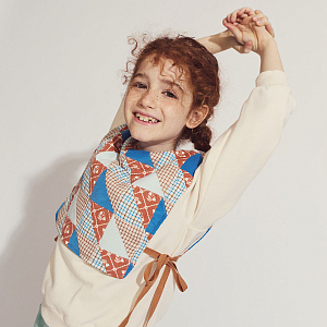 Свитшот с жилетом Gingersnaps "Winifred Patchwork", мульти микс с ванильным