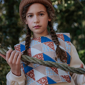 Свитшот с жилетом Gingersnaps "Winifred Patchwork", мульти микс с ванильным