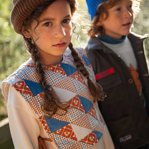 Свитшот с жилетом Gingersnaps "Winifred Patchwork", мульти микс с ванильным