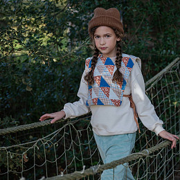 Свитшот с жилетом Gingersnaps "Winifred Patchwork", мульти микс с ванильным