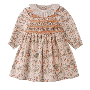 Платье с длинным рукавом Gingersnaps "Baby Trixie Bunny Meadows", кремовое