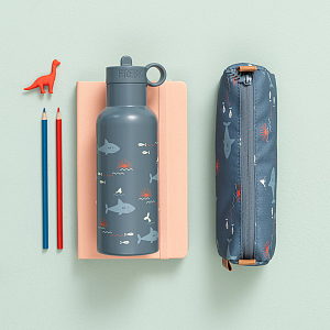 Бутылка-термос для напитков Fresk "Добрые Акулы", голубая, 500 мл