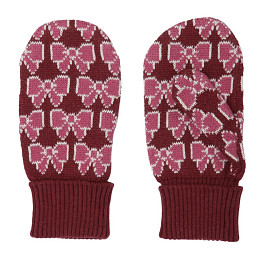 Варежки вязаные Flöss "Nova Bordeaux Bow", бургундские бантики