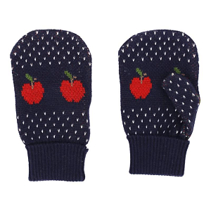 Варежки вязаные Flöss "Esther Navy Space", яблочные астероиды