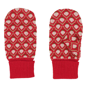 Варежки из шерсти мериноса Flöss "Zuri Red Berry", клубничные соты