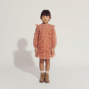 Платье с длинным рукавом Gingersnaps "Brumhilda Ackermann", коричневое с цветами