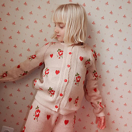 Кардиган вязаный Flöss "Amelia Soft Pink", романтика цветов