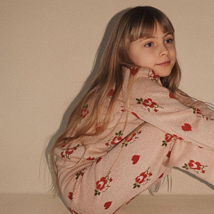 Брюки вязаные Flöss "Amelia Soft Pink", романтика цветов