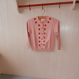 Кардиган вязаный Flöss "Aya Warm Pink", алые бутоны