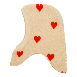 Шапка-шлем флисовый Flöss "Simone Soft White Heart", пылающие сердца