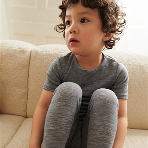 Термобелье леггинсы из шерсти мериноса Wheat "Agi Melange Grey", серый меланж