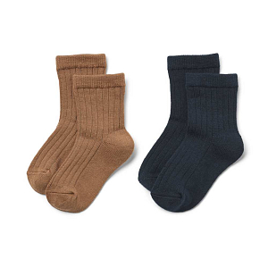 Детские носки с добавлением шерсти Wheat "Vilde", 2 пары, темно-синие