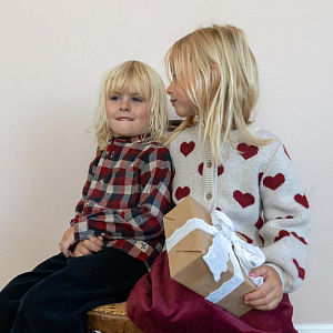 Кардиган жаккардовый Wheat "Hearts", кремовый меланж