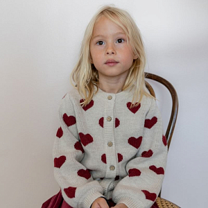 Кардиган жаккардовый Wheat "Hearts", кремовый меланж