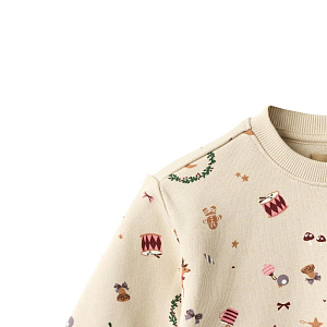 Свитшот Wheat "Baby Elliot Offwhite Holiday", новогодние игрушки