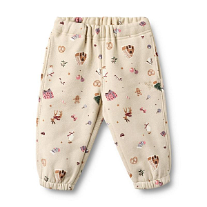 Брюки повседневные Wheat "Baby Cass Offwhite Holiday", новогодние игрушки