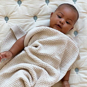 Одеяло с вышивкой Cam Cam Copenhagen "Balloon", кремовое, 120 х 90 см