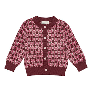 Кардиган вязаный Flöss "Nova Bordeaux Bow", бургундские бантики