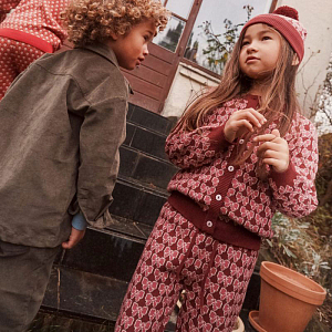 Кардиган вязаный Flöss "Nova Bordeaux Bow", бургундские бантики