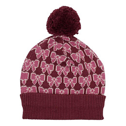 Шапка-бини вязаная Flöss "Nova Bordeaux Bow", бургундские бантики
