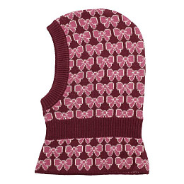 Шапка-шлем вязаная Flöss "Nova Bordeaux Bow", бургундские бантики