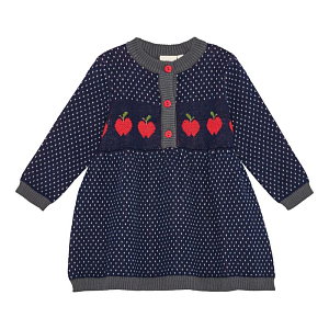 Платье вязаное с длинным рукавом Flöss "Esther Navy Space", яблочные астероиды
