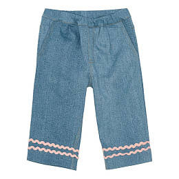 Брюки прямые джинсовые Flöss "Hazel Mid Blue Rinse", банты на светло-голубом