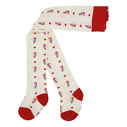 Колготки Flöss "Vera Noelle", алые сердца на снегу