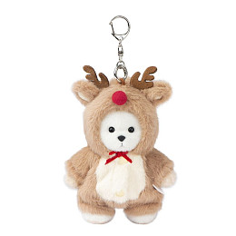 Медведь Lina TeddyTales, XS ,в костюмчике Олень, белый, брелок, 15 см