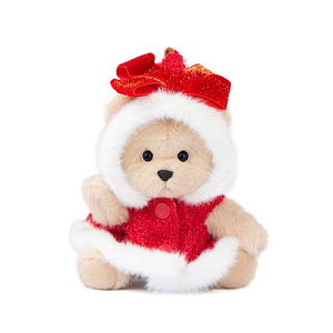 Медведь Lina TeddyTales, XS ,в плаще с бантоом, молочный, брелок, 15 см