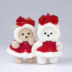 Медведь Lina TeddyTales, XS ,в плаще с бантоом, молочный, брелок, 15 см