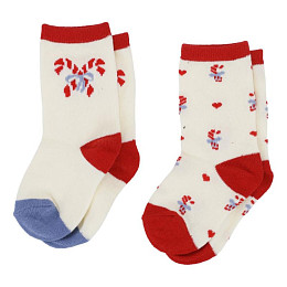 Носки Flöss "Vilde Noelle", 2 пары, алые сердца на снегу