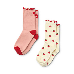 Носки Flöss "Vigga Pointelle Berry", 2 пары, снежная ягода