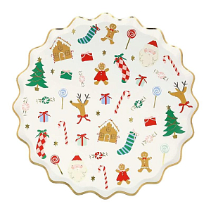 Тарелки Meri Meri "Веселое Рождество", большие, 8 шт